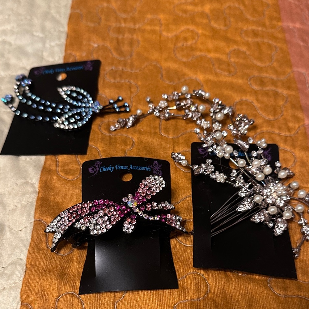 Silver and Pink Hair Accessories Set